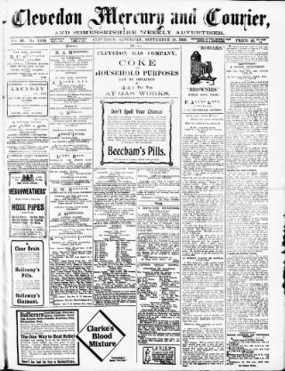cover page of Clevedon Mercury published on September 18, 1920