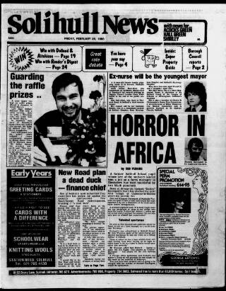 cover page of Solihull News published on February 28, 1986