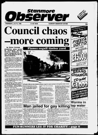 cover page of Stanmore Observer published on July 6, 1989