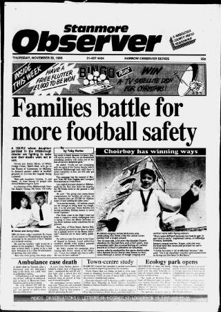cover page of Stanmore Observer published on November 30, 1989