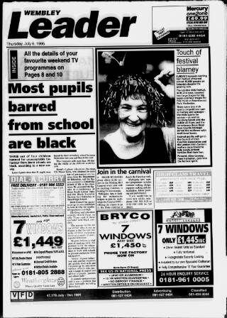 cover page of Wembley Leader published on July 6, 1995