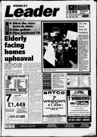 cover page of Wembley Leader published on November 30, 1995