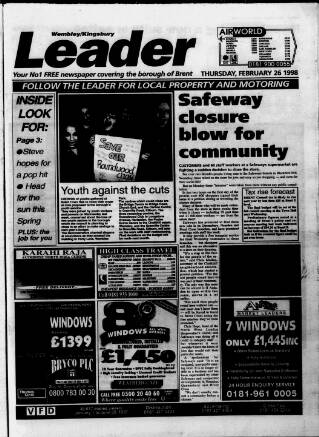 cover page of Wembley Leader published on February 26, 1998