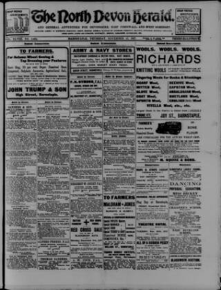 cover page of North Devon Herald published on November 15, 1917