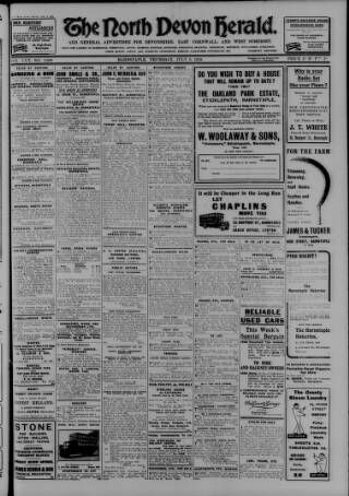 cover page of North Devon Herald published on July 6, 1939