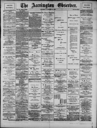 cover page of Accrington Observer and Times published on November 30, 1889