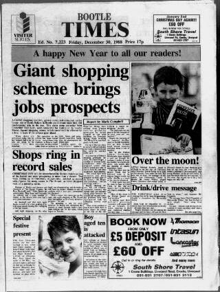 cover page of Bootle Times published on December 30, 1988