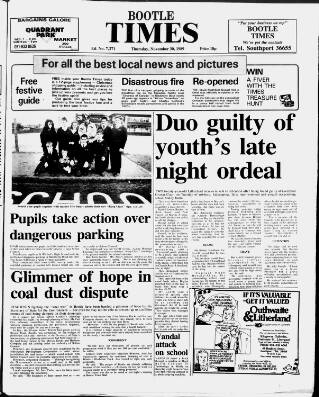 cover page of Bootle Times published on November 30, 1989
