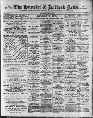 cover page of South Leeds Echo published on July 6, 1889