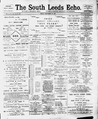 cover page of South Leeds Echo published on September 18, 1891