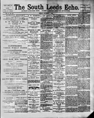 cover page of South Leeds Echo published on November 9, 1894