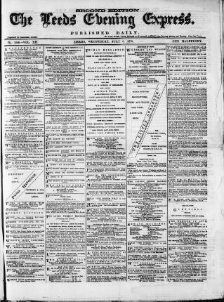 cover page of Leeds Evening Express published on July 6, 1870