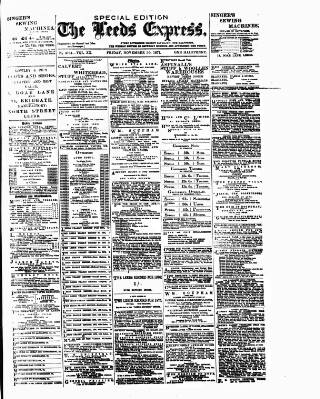 cover page of Leeds Evening Express published on November 30, 1877