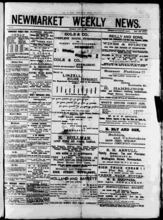 cover page of Newmarket Weekly News published on July 6, 1889