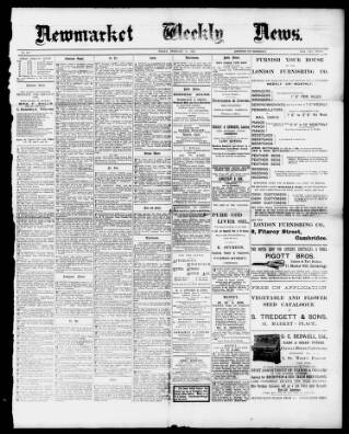 cover page of Newmarket Weekly News published on February 18, 1898