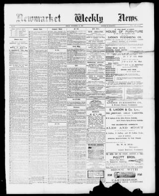 cover page of Newmarket Weekly News published on September 30, 1898