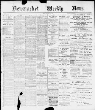 cover page of Newmarket Weekly News published on December 30, 1898
