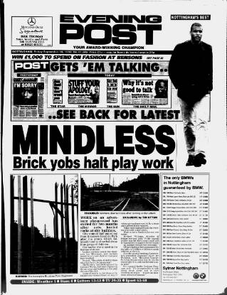 cover page of Nottingham Evening Post published on September 18, 1998