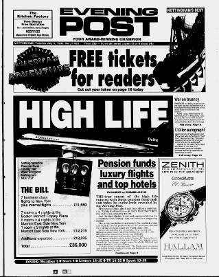 cover page of Nottingham Evening Post published on July 6, 1999