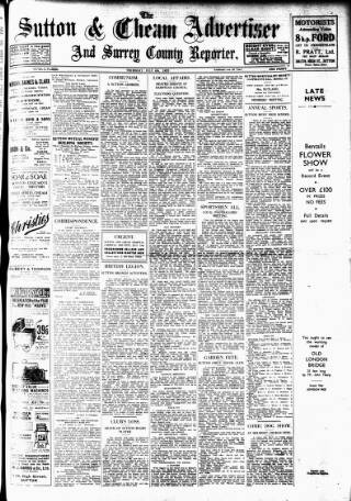 cover page of Sutton & Epsom Advertiser published on July 6, 1933
