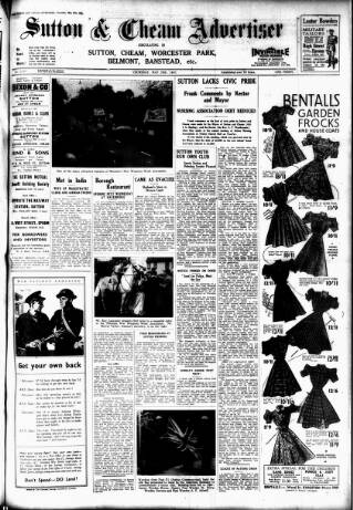 cover page of Sutton & Epsom Advertiser published on May 29, 1941