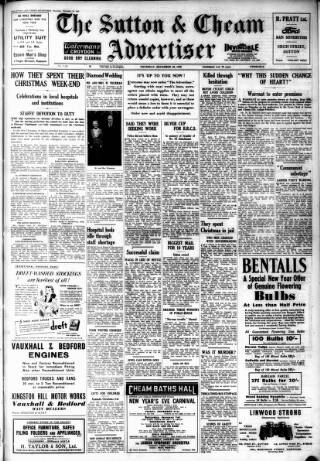 cover page of Sutton & Epsom Advertiser published on December 30, 1948