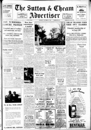 cover page of Sutton & Epsom Advertiser published on November 15, 1951