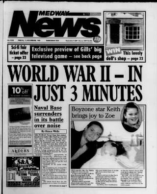 cover page of Medway News published on November 12, 1999