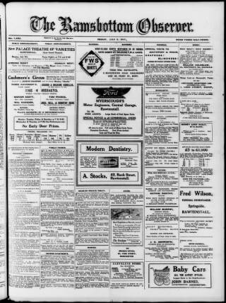 cover page of Ramsbottom Observer published on July 6, 1917