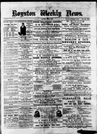 cover page of Royston Weekly News published on July 6, 1889
