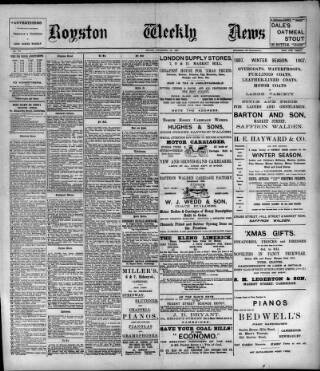 cover page of Royston Weekly News published on November 29, 1907