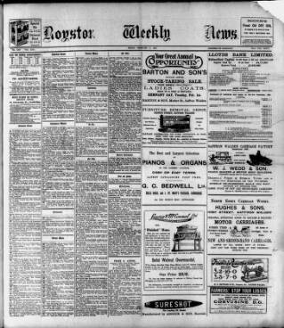 cover page of Royston Weekly News published on February 11, 1910