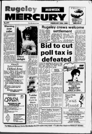 cover page of Rugeley Mercury published on February 28, 1990
