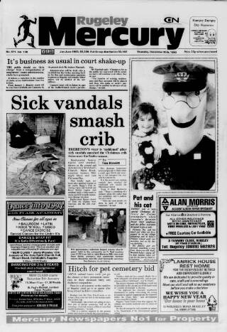 cover page of Rugeley Mercury published on December 30, 1993