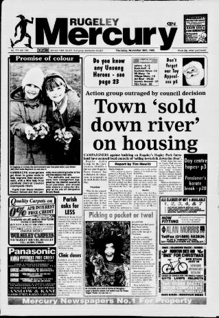 cover page of Rugeley Mercury published on November 30, 1995