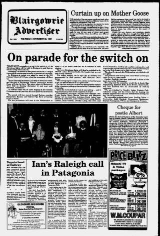cover page of Blairgowrie Advertiser published on November 30, 1995