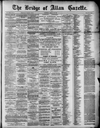 cover page of Bridge of Allan Gazette published on February 28, 1891