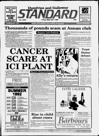 cover page of Dumfries and Galloway Standard published on May 29, 1992