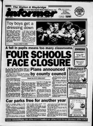 cover page of Walton & Weybridge Informer published on November 30, 1990