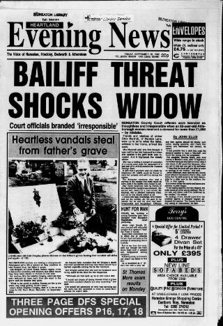 cover page of Heartland Evening News published on September 18, 1992