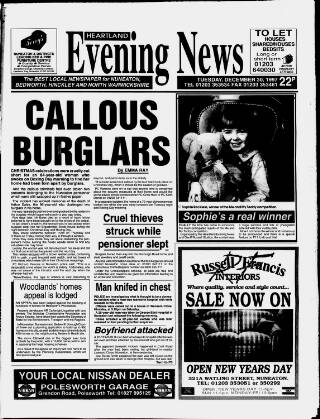 cover page of Heartland Evening News published on December 30, 1997