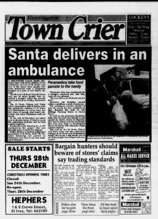 cover page of Huntingdon Town Crier published on December 30, 1995