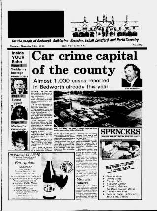 cover page of Bedworth Echo published on November 15, 1990