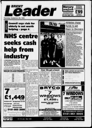 cover page of Brent Leader published on September 28, 1995