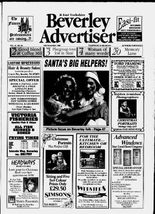 cover page of Beverley Advertiser published on November 15, 1996