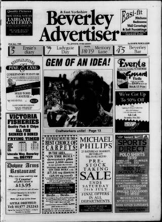 cover page of Beverley Advertiser published on July 23, 1999