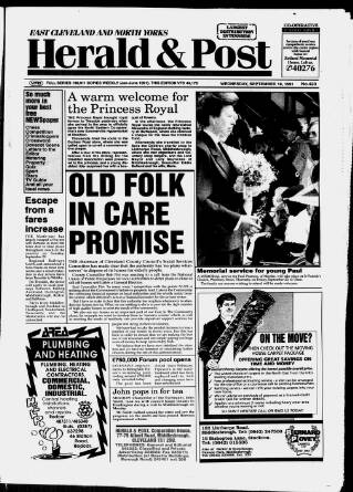 cover page of East Cleveland Herald & Post published on September 18, 1991