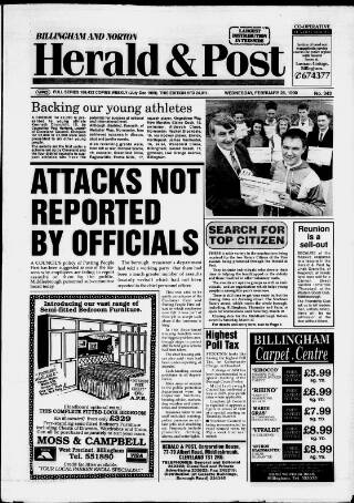 cover page of Billingham & Norton Advertiser published on February 28, 1990