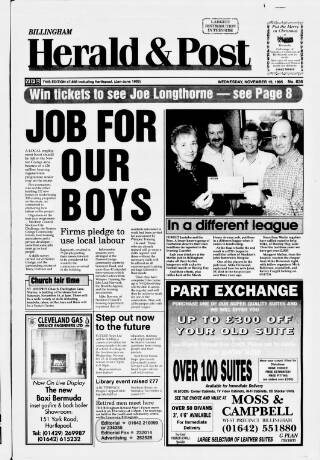 cover page of Billingham & Norton Advertiser published on November 15, 1995