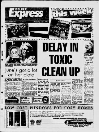 cover page of Belper Express published on July 6, 1995